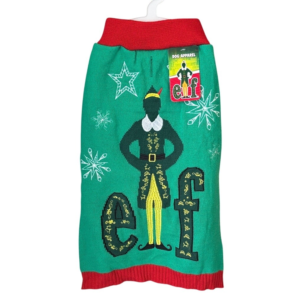 Elf Movie Dog Sweater SZ Medium Winter Holiday Christmas Festive (New)